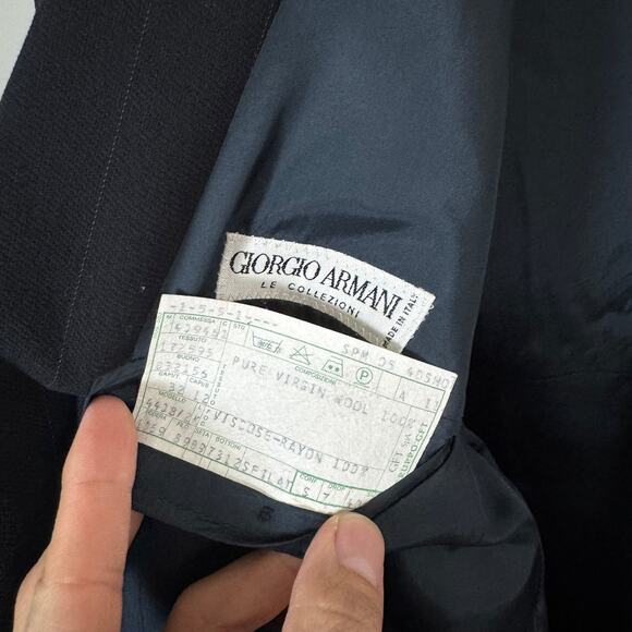 Giorgio Armani Black Wool Pinstripe 2 Pc Suit 40S Double Breasted Jacket Pants - Picture 9 of 11